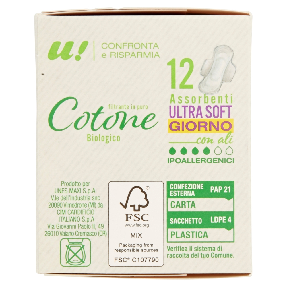 ASSORBENTI ULTRA SOFT GIORNO in Cotone Biologico U! Confronta e Risparmia